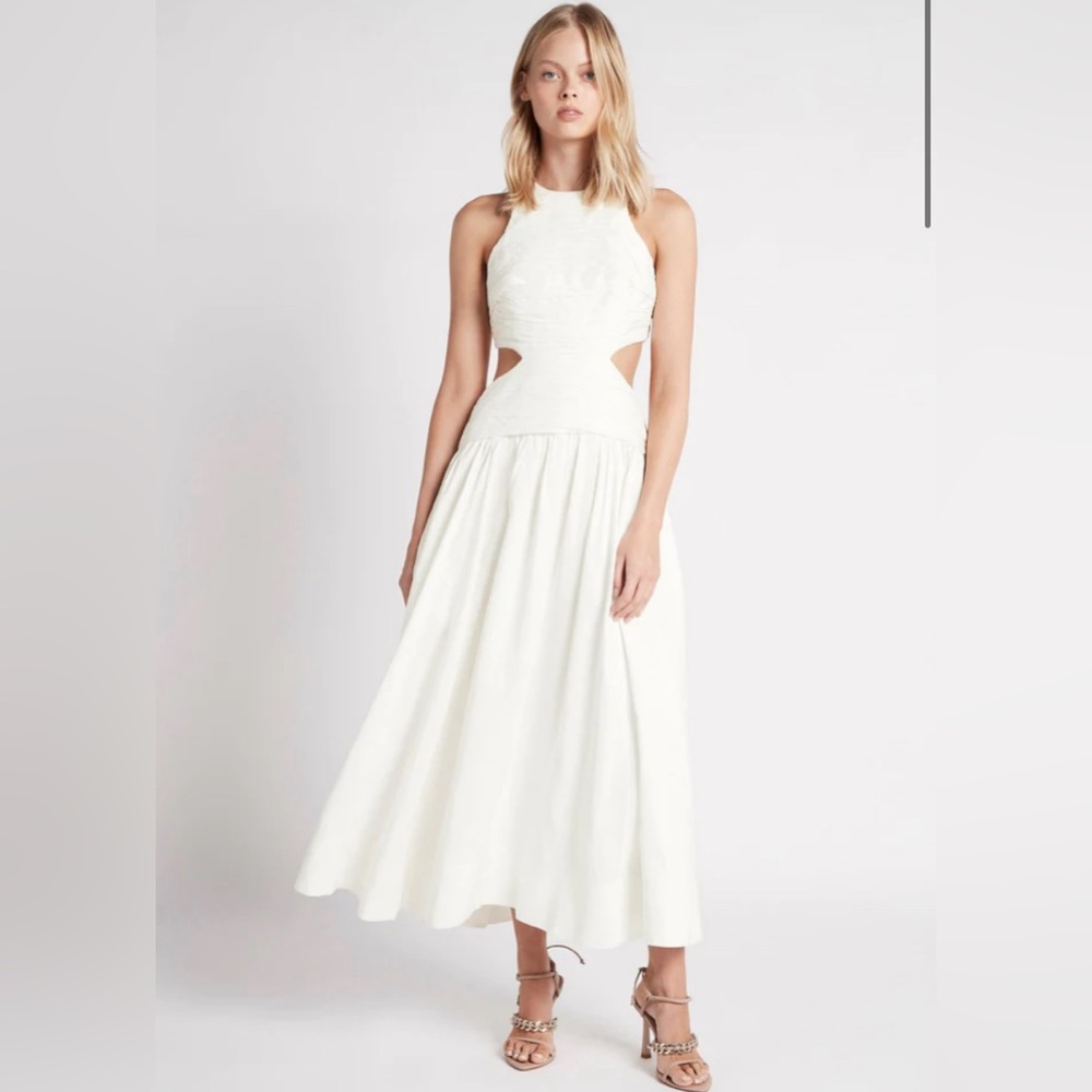 Aje White Introspect Cut Out Midi Dress